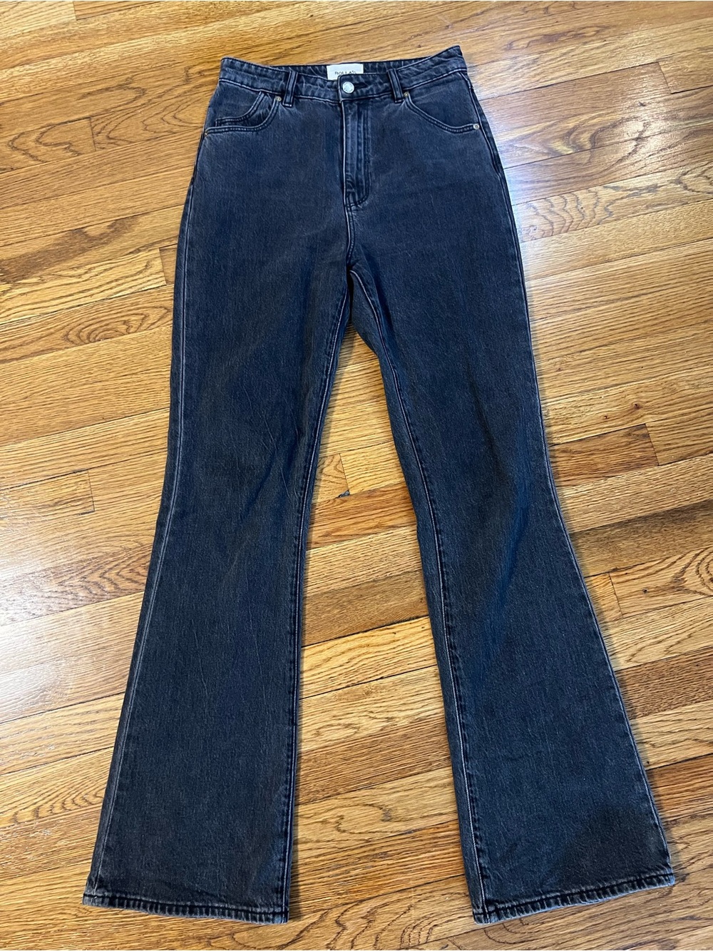 ROLLA'S Washed Black High-Rise Flare Jeans